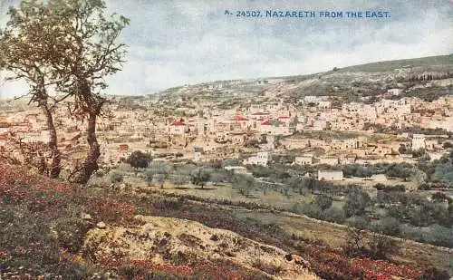 L285 Israel Nazareth von Osten Panoramablick Vintage Postkarte
