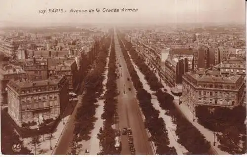 A825 Frankreich Paris Avenue de la Grande Armee RPPC Vintage Postkarte