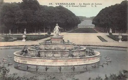 A822 Frankreich Versailles Bassin de Latone Et Canal Grande Brunnen Vintage Postkarte