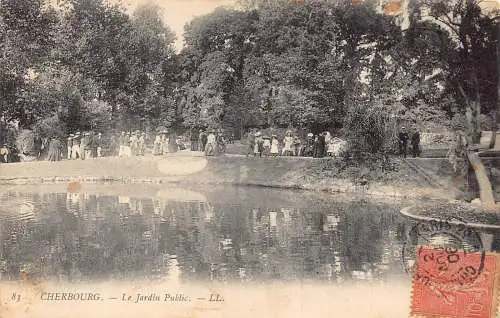 A823 Frankreich 1908 Cherbourg Jardin Öffentlicher Garten See Vintage Postkarte