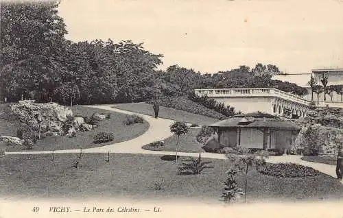 A823 Frankreich Vichy Parc des Celestins Park Vintage Postkarte