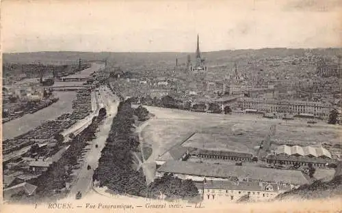 A823 Frankreich Rouen Gesamtansicht Vintage Postkarte