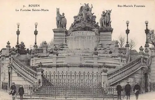 A826 Frankreich Rouen Fontaine Sainte Marie Brunnen Vintage Postkarte