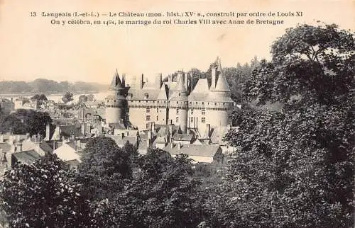 A825 Frankreich Schloss Langeais Vintage Postkarte