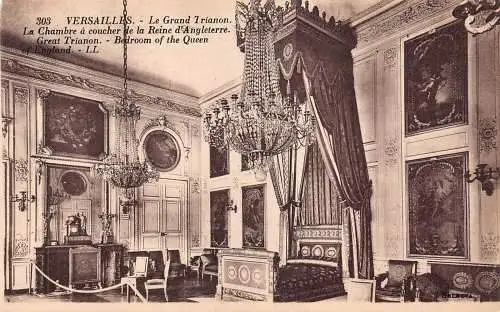 A825 Frankreich Versailles Großes Trianon Schlafzimmer der Königin von England Postkarte