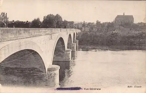 A825 Frankreich Coursan Generalansicht Brücke Vintage Postkarte