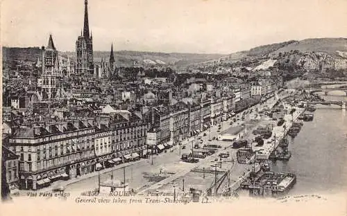 A822 Frankreich Rouen Gesamtansicht von Trans Shipping Vintage Postkarte