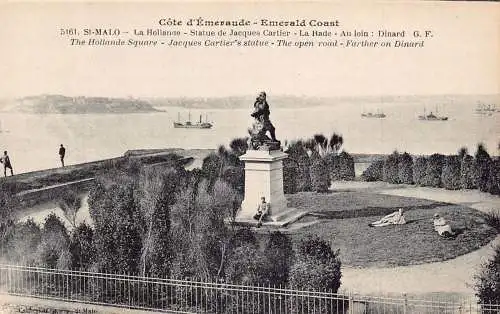 A821 Frankreich St Malo Hollande Platz Jacques Cartiers Statue Open Road Postkarte
