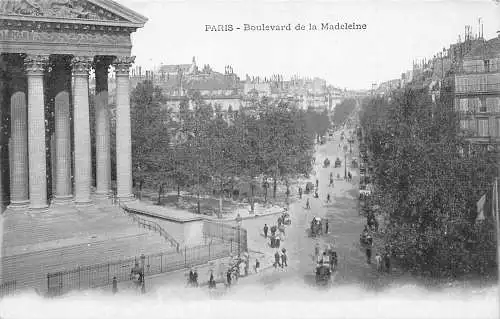 A819 Frankreich Paris Boulevard de Madeleine Vintage Postkarte