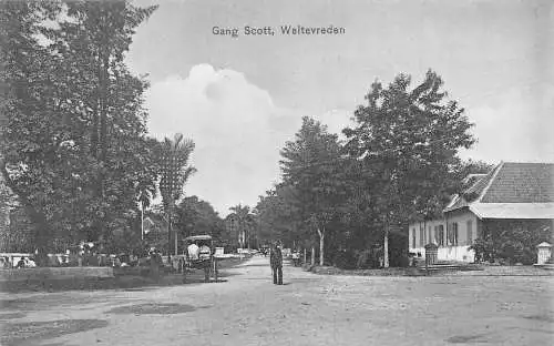 L281 Indonesien Niederländisch Ostindien Gang Scott Weltevreden Kutsche Postkarte