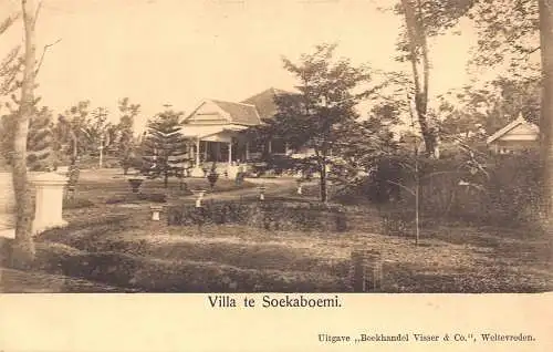 L281 Indonesien Niederländisch-Ostindien Villa te Soekaboemi Postkarte