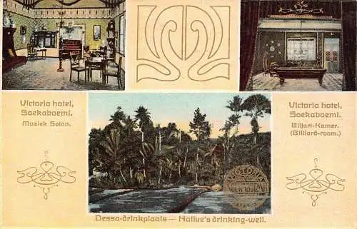 L281 Indonesien Niederländisch-Ostindien Victoria Hotel Musik Billard Zimmer Wel Postkarte