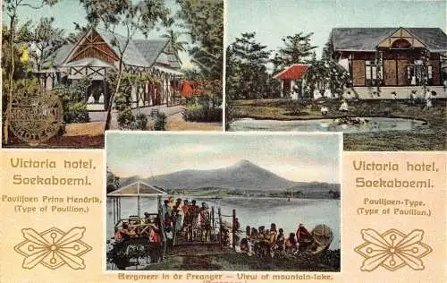 L281 Indonesien Niederländisch-Ostindien Victoria Hotel Pavillon Bergsee Postkarte
