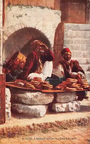 L285 Israel Bread Shop in Jerusalem Vintage Postkarte
