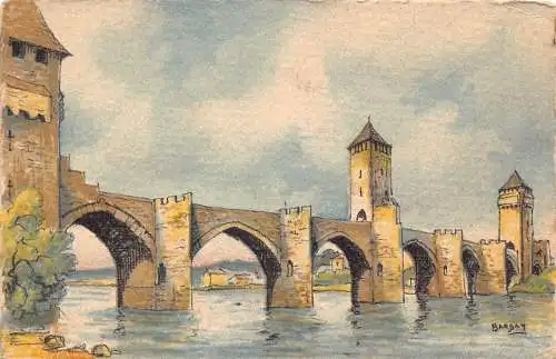 A821 Frankreich Cahors Pont Valentre Brücke Kunst Vintage Postkarte