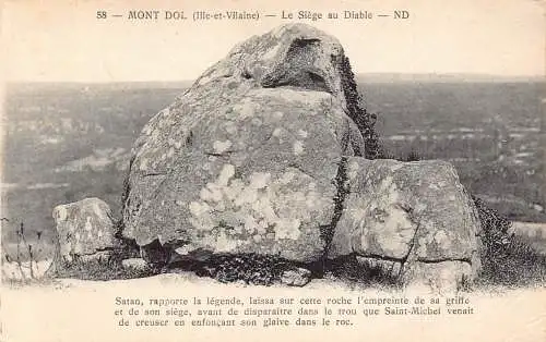 A825 Frankreich Mont Dol Belagerung au Diable Rock Vintage Postkarte