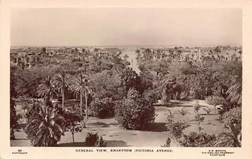 A831 Sudan Khartum General View Victoria Avenue RPPC Vintage Postkarte