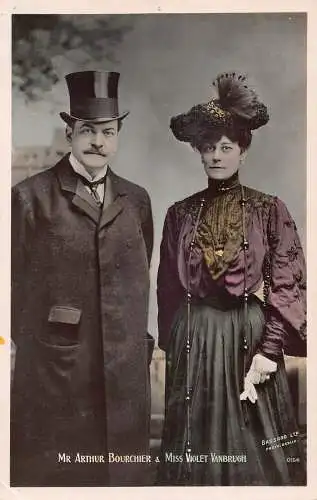 A830 Edwardianische britische Schauspieler Violet Vanbrugh und Arthur Bourchier RPPC Postkarte