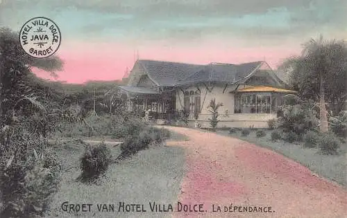 L282 Indonesien Niederländisch-Ostindien Groet Van Hotel Villa Dolce Dependance Postkarte