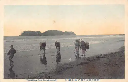 L275 Japan Yenoshima aus Inamuragasaki Muschelsucher Meer Vintage Postkarte