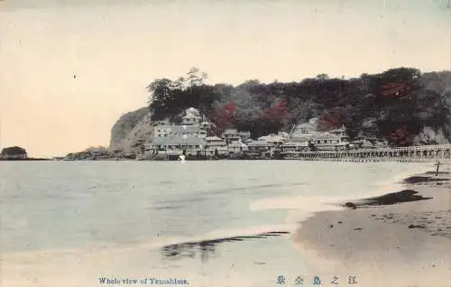 L275 Japan Panoramablick auf Yenoshima Küste Vintage Postkarte