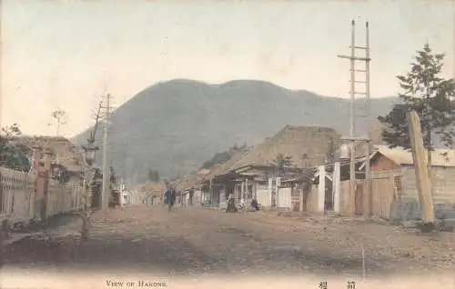 L275 Japan Ansicht der Hakone Straße Häuser Berg Vintage Postkarte