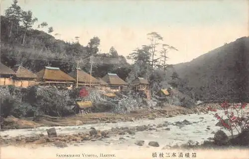 L275 Japan Sanmaibashi Yumoto Hakone Fluss Vintage Postkarte