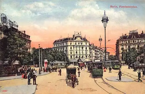 A021 Deutschland Berlin Potsdamerplatz Straßenbahnwagen Vintage Postkarte