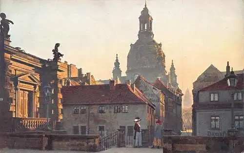 A020 Deutschland Dresdner Frauenkirche und Rathausturm Kirchturm Postkarte