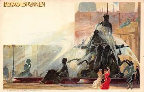 A020 Deutschland Berlin Begasbrunnen Brunnen Gemälde signiert Kley Karlsruh Postkarte