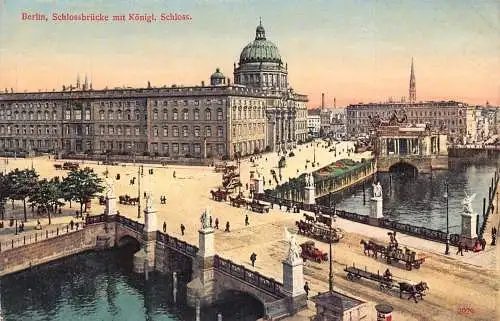 A021 Deutschland Berliner Schlossbrücke mit Schlosskutsche Vintage Postkarte