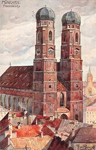 A019 Deutschland München Frauenkirche Gemälde signiert Richard Wagner Postkarte