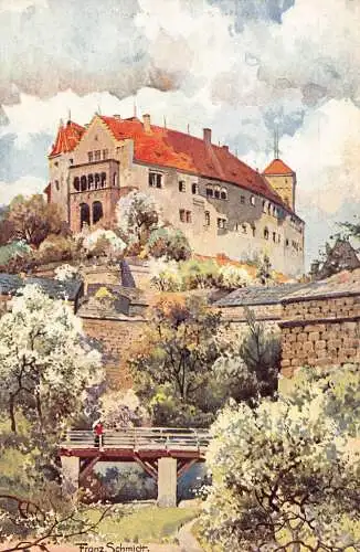A019 Deutschland Zitadelle Nürnberg Burg Gemälde signiert Franz Schmidt Postkarte