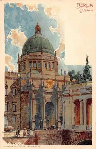 A019 Deutschland Berlin Schloss Schloss Gemälde signiert Kley Vintage Postkarte