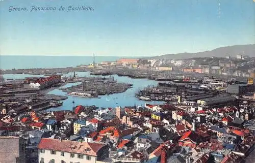A017 Italien Genua Genua Panorama da Castelletto Vintage Postkarte