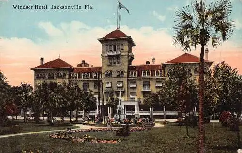 A024 US Florida Jacksonville Windsor Hotel Vintage Postkarte