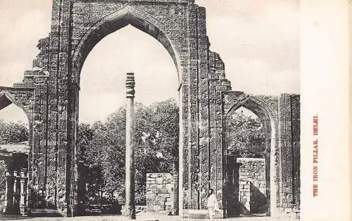 A024 Indien Die Eisensäule Delhi Vintage Postkarte