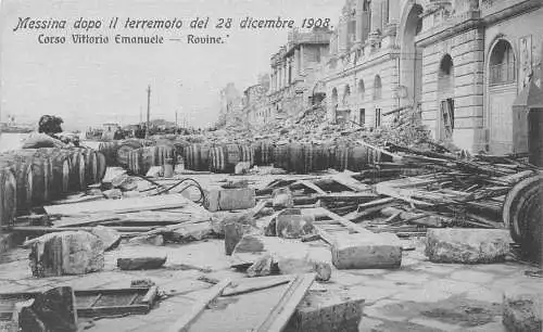 A016 Italien Messina Erdbebenkatastrophe 1908 Corso Vittorio Emanuele Postkarte