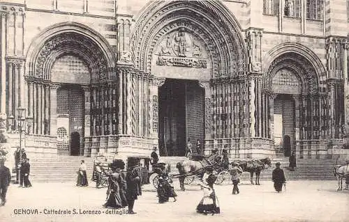 A017 Italien Genua Genua Detail der Kathedrale S Lorenzo Vintage Postkarte