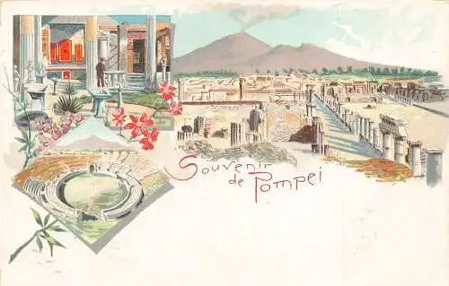 L415 Italien Souvenir de Pompei Litho Vintage Postkarte