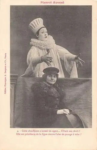 L284 Frankreich Pierrot Anwalt Humor Comic Vintage Postkarte