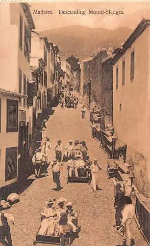 L284 Portugal Madeira Abstieg Berg Schlitten Postkarte