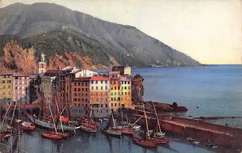 L283 Italien Riviera di Levante Camogli Boote Vintage Postkarte