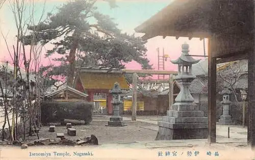 L273 Japan Isenomiya Tempel Nagasaki Vintage Postkarte