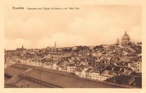 L116 Belgien Brüssel Panoramablick vom Hotel Siru zur Kirche Vintage Postkarte