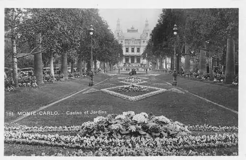 L117 Monaco Monte-Carlo Das Casino und die Gärten Blumen Vintage Postkarte
