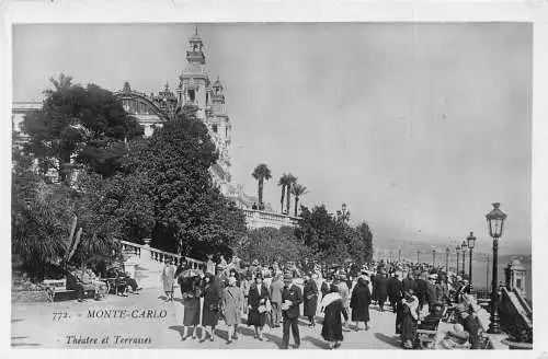 L117 Monaco Monte-Carlo Theater et Terrasses Animierte Vintage Postkarte