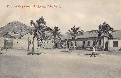 A831 Kapverde Sao Vicente Rua dos Coqueiros Vintage Postkarte