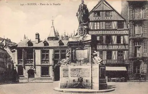 A826 Frankreich Rouen Place de Pucelle Vintage Postkarte