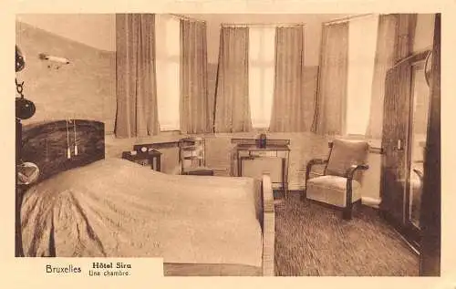 L116 Belgien Brüssel Hotel Siru Zimmer Interieur Vintage Postkarte